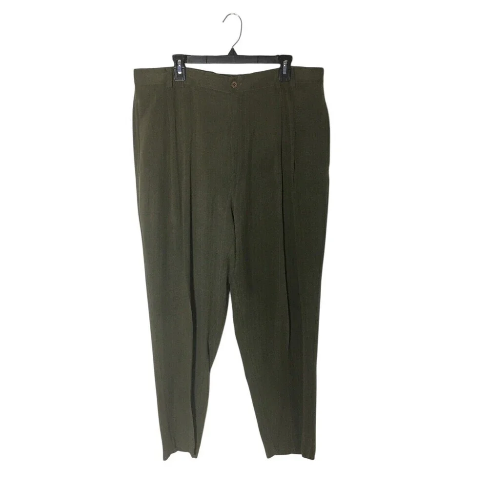 Tommy Bahama Pants Men's Size 36 Army Green 100% Silk Tapered Leg